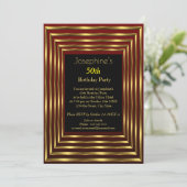 Elegant 50th Birthday Party Burgundy Gold Black Kaart (Staand voorkant)