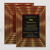 Elegant 50th Birthday Party Burgundy Gold Black Kaart (Voorkant / Achterkant)