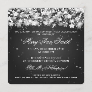 Elegant 50th Birthday Party Dazzling Stars Black Kaart