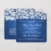 Elegant 50th Birthday Party Dazzling Stars Blue Kaart (Voorkant / Achterkant)
