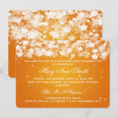 Elegant 50th Birthday Party Dazzling Stars Oranje Kaart (Voorkant / Achterkant)
