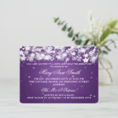 Elegant 50th Birthday Party Dazzling Stars Paars Kaart (Staand voorkant)