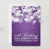 Elegant 50th Birthday Party Dazzling Stars Paars Kaart (Achterkant)