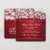 Elegant 50th Birthday Party Dazzling Stars Red Kaart (Voorkant / Achterkant)
