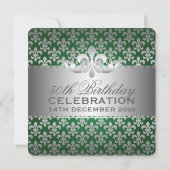 Elegant 50th Birthday Party Fleur De Lis Green Kaart (Achterkant)