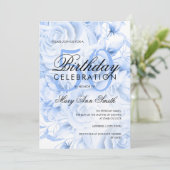 Elegant 50th Birthday Party Floral marine White Kaart (Staand voorkant)