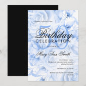 Elegant 50th Birthday Party Floral marine White Kaart (Voorkant / Achterkant)