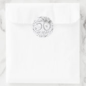 Elegant 50th Birthday Party Glam Marble Silver Ronde Sticker (Tas)