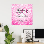 Elegant 50th Birthday Party Glitter Licht Roze Poster (Thuiskantoor)