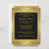 Elegant 50th Birthday Party Gold Golden 50 Black 2 Kaart (Achterkant)