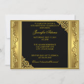 Elegant 50th Birthday Party Gold Golden 50 Black Kaart (Achterkant)