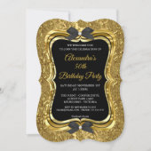 Elegant 50th Birthday Party Gold Golden Black 2 Kaart (Voorkant)