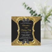 Elegant 50th Birthday Party Gold Golden Black Kaart (Staand voorkant)