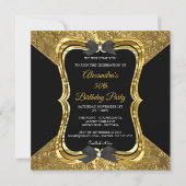 Elegant 50th Birthday Party Gold Golden Black Kaart (Voorkant)
