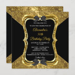 Elegant 50th Birthday Party Gold Golden Black Kaart<br><div class="desc">Elegant 50th Birthday Party Gold Golden Black.  Floral Black Bows</div>