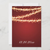 Elegant 50th Birthday Party Gold String Lights Red Kaart (Achterkant)