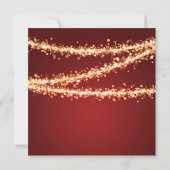 Elegant 50th Birthday Party Gold String Lights Red Kaart (Achterkant)
