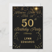 Elegant 50th Birthday Party Invitation Gold Kaart (Voorkant)