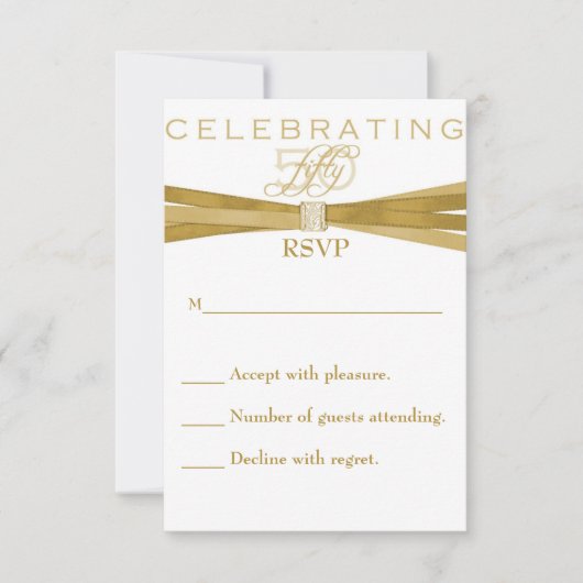 Elegant 50th Birthday Party Invitations RSVP-kaart RSVP Kaartje (Voorkant)