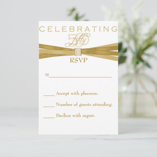 Elegant 50th Birthday Party Invitations RSVP-kaart RSVP Kaartje (Staand voorkant)
