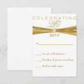 Elegant 50th Birthday Party Invitations RSVP-kaart RSVP Kaartje (Voorkant / Achterkant)