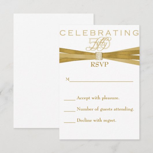 Elegant 50th Birthday Party Invitations RSVP-kaart RSVP Kaartje (Voorkant / Achterkant)