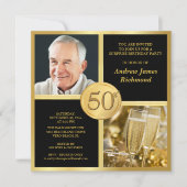 Elegant 50th Birthday Party Invitations with Photo Kaart (Voorkant)