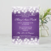 Elegant 50th Birthday Party Magic Sparkle Paars Kaart (Staand voorkant)