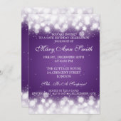 Elegant 50th Birthday Party Magic Sparkle Paars Kaart (Voorkant / Achterkant)