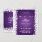 Elegant 50th Birthday Party Magic Sparkle Paars Kaart (Voorkant / Achterkant)