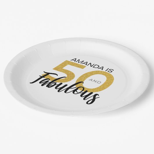 Elegant 50th Birthday Party Papieren Bordje (Gekanteld)