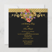 Elegant 50th Birthday Party Petunias Gold Black Kaart (Achterkant)