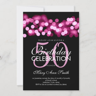 Elegant 50th Birthday Party Pink Hollywood Glam Kaart