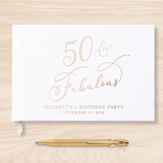 Elegant 50th Birthday Party Roos Gold Gastenboek