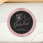 Elegant 50th Birthday Party Roos Gold Ronde Sticker<br><div class="desc">Elegant en chic black and sparkly roos Gold 50e verjaardagssticker voor uw correspondentie en feestbevoordeling met "50 & Fabulous" in een stijlvol roos gouden script en eenvoudige roos gouden typografie.</div>