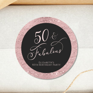 Elegant 50th Birthday Party Roos Gold Ronde Sticker