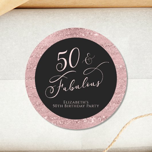 Elegant 50th Birthday Party Roos Gold Ronde Sticker
