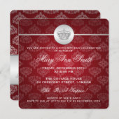 Elegant 50th Birthday Party Royal Crown Red Kaart (Voorkant / Achterkant)