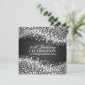 Elegant 50th Birthday Party Sparging Wave Black Kaart (Staand voorkant)