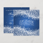Elegant 50th Birthday Party Sparging Wave Blue Kaart (Voorkant / Achterkant)