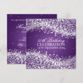 Elegant 50th Birthday Party Sparging Wave Paars Kaart (Voorkant / Achterkant)