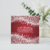 Elegant 50th Birthday Party Sparging Wave Red Kaart (Staand voorkant)