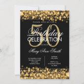 Elegant 50th Birthday Party Sparkles Gold Kaart (Voorkant)