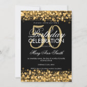 Elegant 50th Birthday Party Sparkles Gold Kaart (Voorkant)