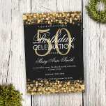 Elegant 50th Birthday Party Sparkles Gold Kaart<br><div class="desc">Elegant 50th Birthday Party Sparkles Gold nodigt sjabloon uit. Met gouden lampen,  gouden snaren en gouden enkels. Geweldig voor 50ste verjaardag en nog veel meer!</div>