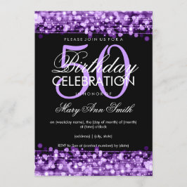 Elegant 50th Birthday Party Sparkles Paars Kaart