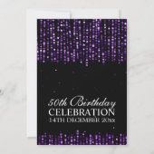 Elegant 50th Birthday Party Star Confetti Paars Kaart (Achterkant)