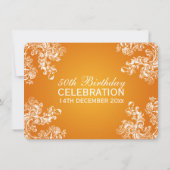 Elegant 50th Birthday Party  Swirls 2 Orang Kaart (Achterkant)