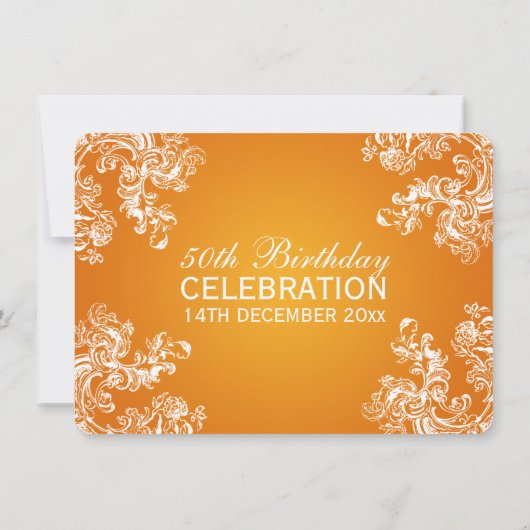 Elegant 50th Birthday Party  Swirls 2 Orang Kaart (Achterkant)