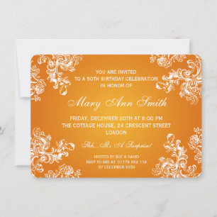 Elegant 50th Birthday Party  Swirls 2 Orang Kaart